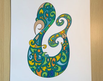 PRINT – “Manaia” Māori Guardian Wall Art  Symbol of Protection, Balance & Guidance  A4 / A3