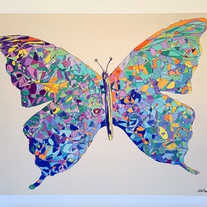A4 PRINT Titel: 'Flutterby' Farbenfroher abstrakter Schmetterling
