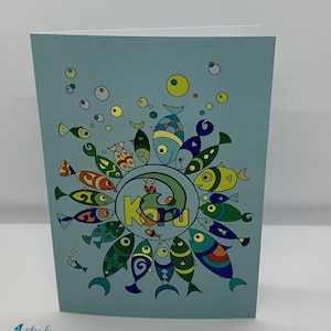KIDS CARD - Carte de voeux vierge Koru Fish, culture maorie de Nouvelle-Zélande