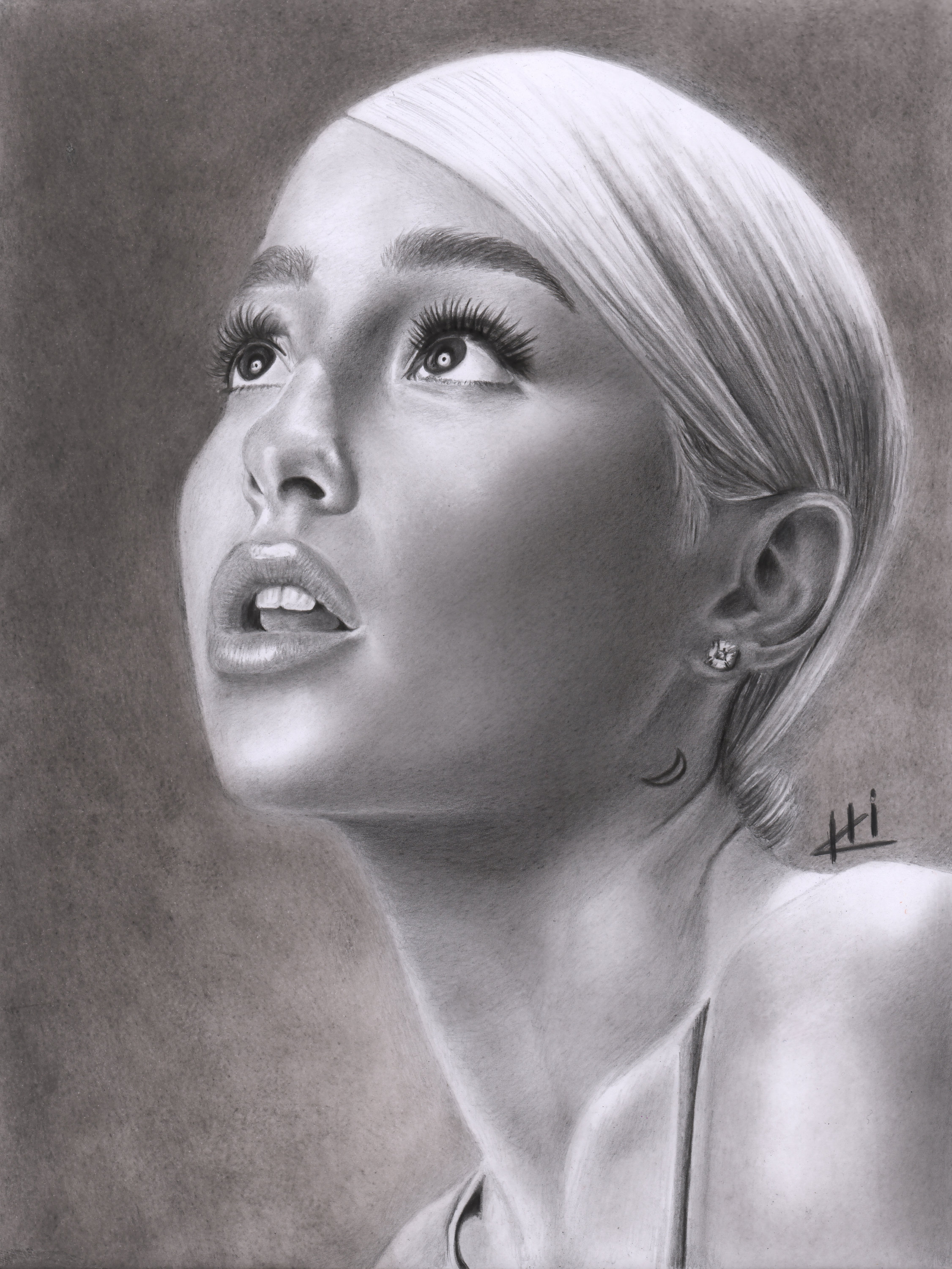 Realistic Portrait Drawing Ariana Grande Dessin Realiste En Etsy