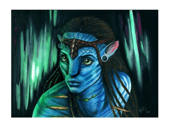 Neytiri Portrait Drawingavatar Realistic Portrait Drawing Dessin Réaliste En Couleur Colored Pencils Print