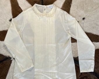 Vintage Cheryl Tiegs Edwardian teal blouse