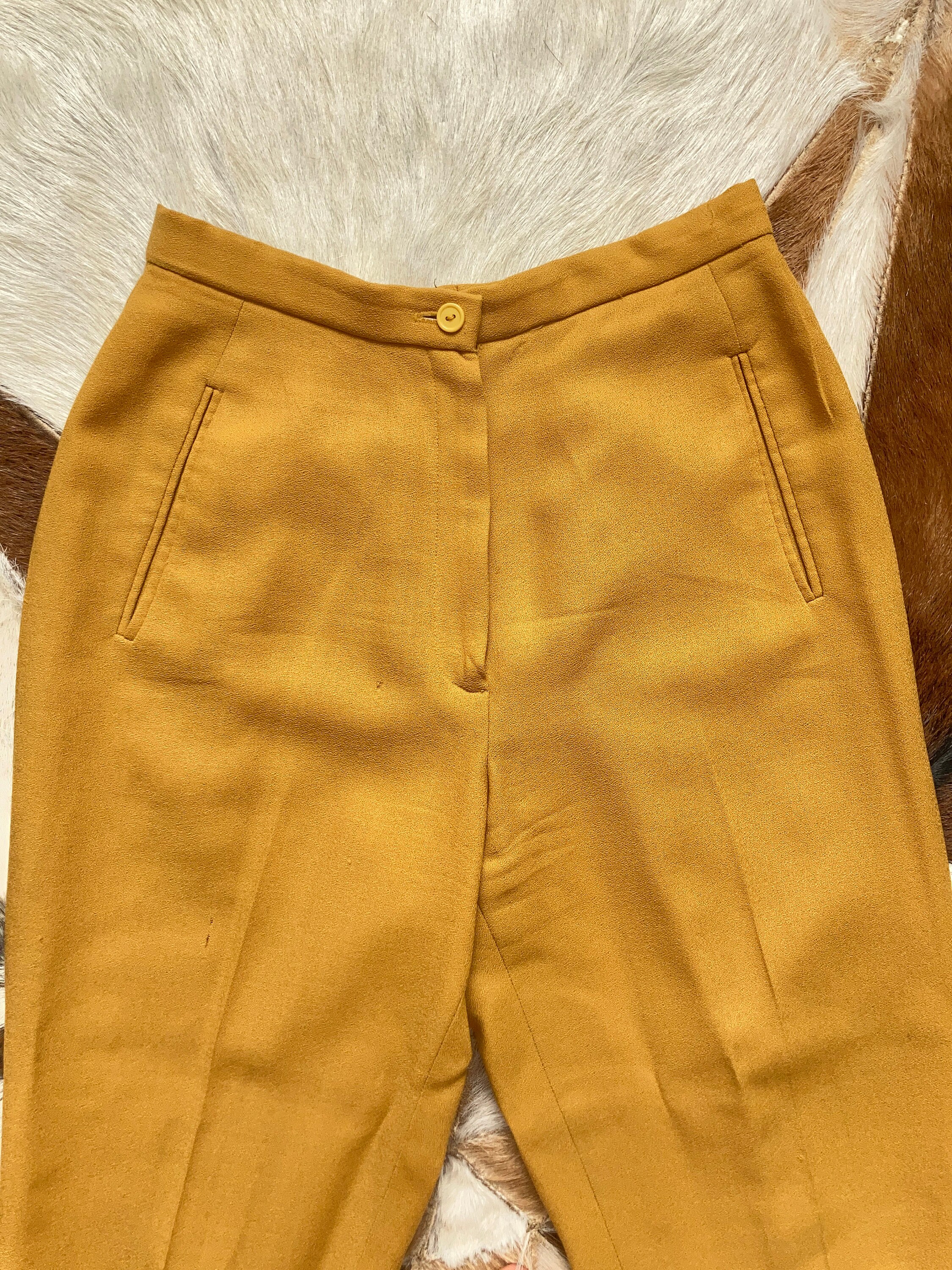 Vintage 80s/1980s Donna Karen Mustard Yellow Lined Pleat Front Pants ...