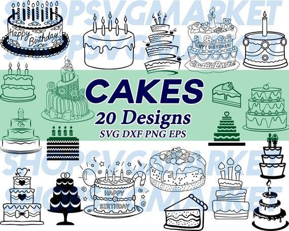cakes svg, birthday svg, birthday cake svg, dessert svg, baking svg, wedding svg, cake slice svg, clipart, silhouette, cut file, cricut