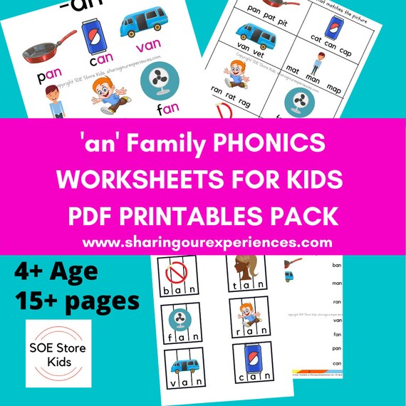 an word family worksheets pdf kindergarten kids etsy india