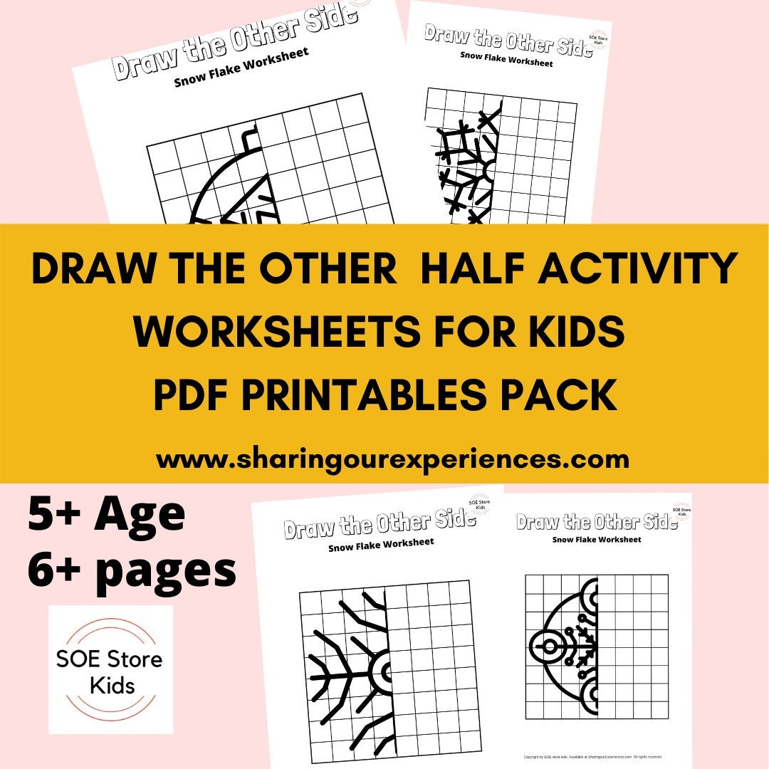 draw the other half activity worksheets for kids pdf printable etsy