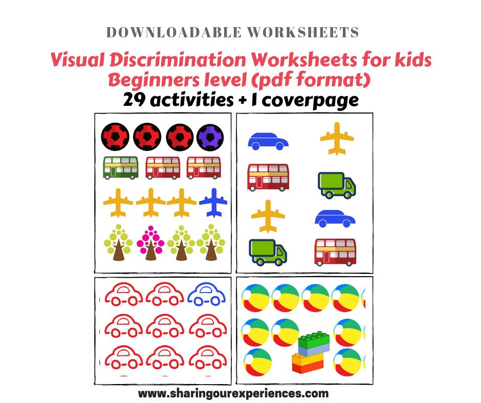 visual discrimination worksheets printables for toddlers etsy