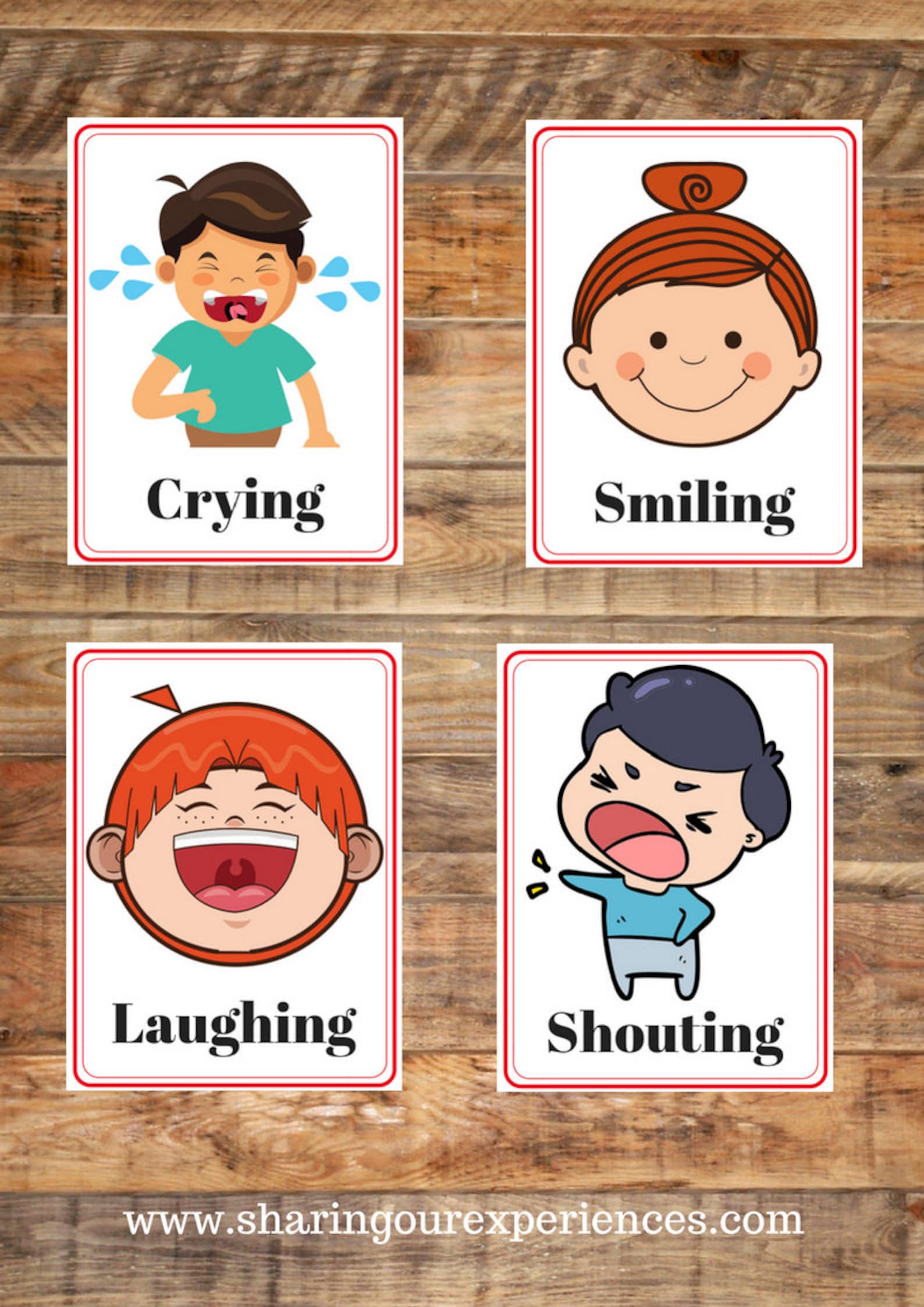 20 Emotions Feelings Flashcards Nursery Preschool Toddler Etsy