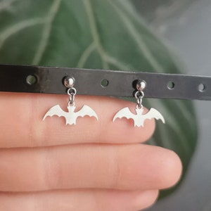 SILVER BAT STUDS, Dainty Bat Earrings, Silver Bat Earrings, Dainty Earrings, Dainty Studs, Bat studs, Spooky Earrings, Halloween Earrings