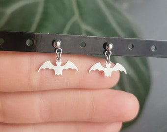 SILVER BAT STUDS, Dainty Bat Earrings, Silver Bat Earrings, Dainty Earrings, Dainty Studs, Bat studs, Spooky Earrings, Halloween Earrings