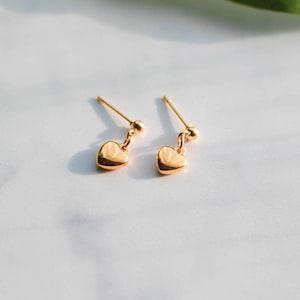 GOLD HEART EARRINGS, Gold Stud Earrings, Dainty Heart Earrings, Tiny Heart Earrings, Heart Earrings, Gold Earrings, Gift For Her