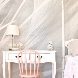 Feather Mural - removable wallpaper, wall covering, self adhesive, repositionable, renters, design, peel and stick, nursery wallpaper #37