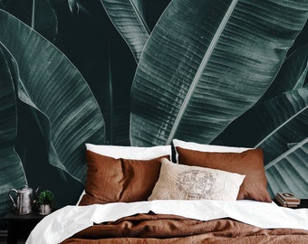 Big Exotic Leaves - removable wallpaper, repositionable, nursery, bursh, botanical, abstract, tropical, exotic, green, verdant, summer #81