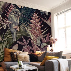 Tropical Wildtiere - abnehmbare Tapete, Design, Wandbespannung, wiederverwendbar, Aloha, Tiere, Vogel, tropisch, trendy, Blätter, Monstera, Stil #71
