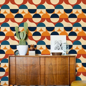 Retro Circles - carta da parati rimovibile, stile classico, oldshool, stacca e attacca, murale, decorazione da parete, cameretta dei bambini, pastello, rivestimento murale n. 6