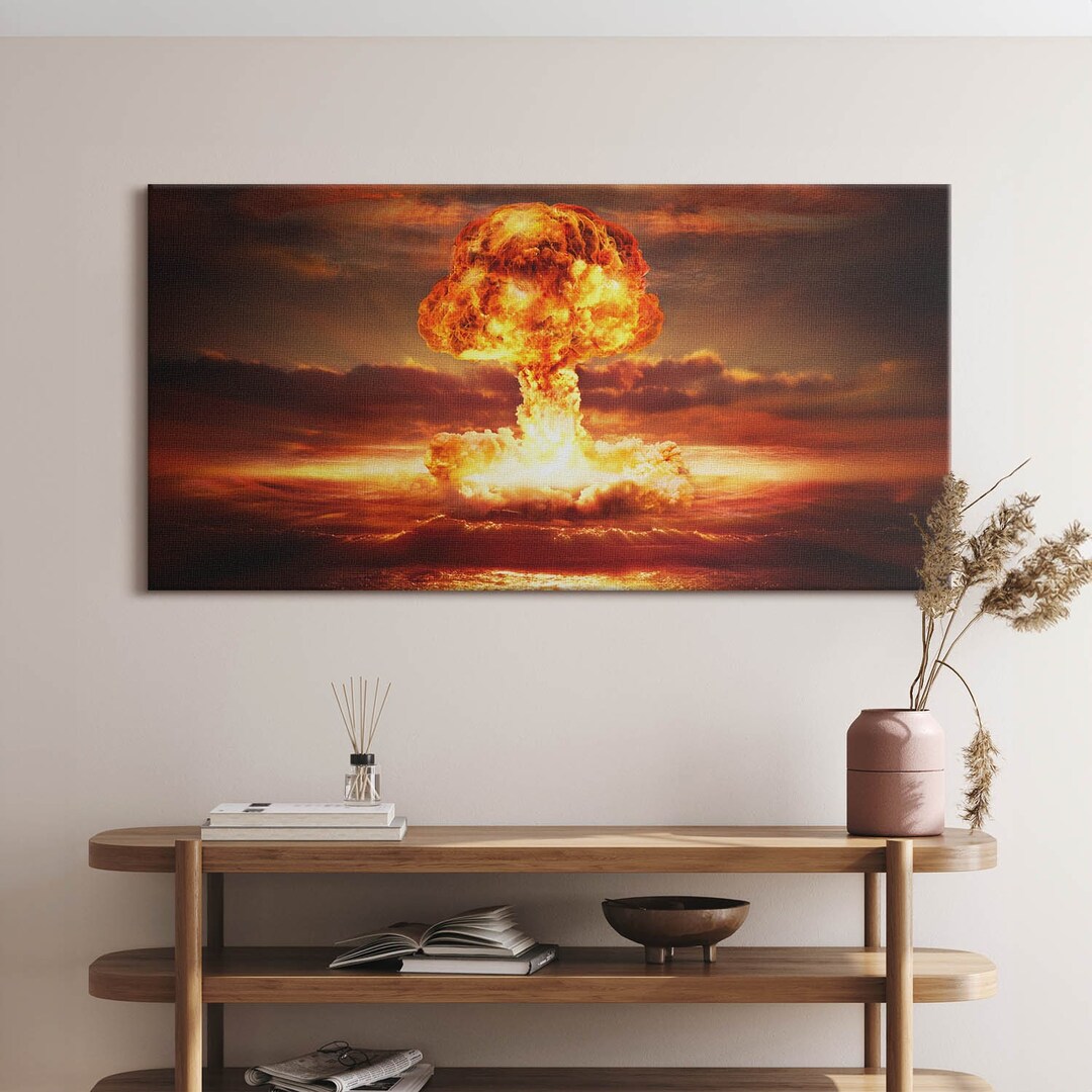 Explosion Decor Explosion of an Atomic Bomb Canvas, Picture Wall Hanging, Brown Wall ...