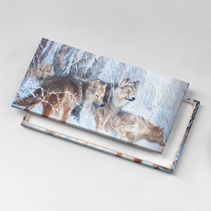 Drawing of wolves in the forest Canvas, Wall Art Picture, Blue Wall Decoration, Animals Canvas Art