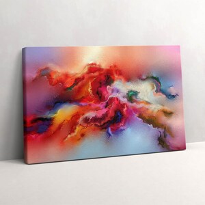 Spilled paints Canvas, Wall Art Picture, Red Wall Decoration, Abstraction Canvas Art