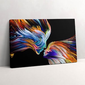 Abstract colorful human faces Canvas, Picture Wall Hanging, Multicolor Wall Decor, Abstraction Canvas Print