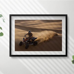 A Quad Bike Ride In The Desert Wall Art in Frame, Vehicles Framed Art, Brown Wall Art, Home Decorations
