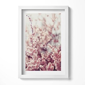Beautiful Spring Flowers On The Tree Art Print, Flowers and plants Painting in Frame, Pink Wall Art, Home Decorations