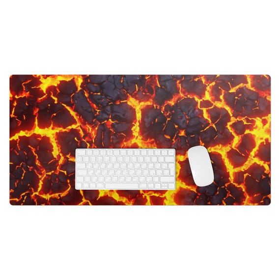 Glowing Lava Desk Pad, Orange Desk Cover, Table Protector Pad
