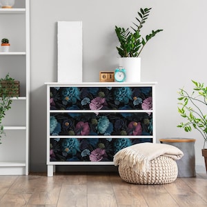Floral pattern Furniture Veneer, Texture Adhesive Foils, Plants Furniture Covering, Multicolor Furniture Decals, Waterproof Sticker