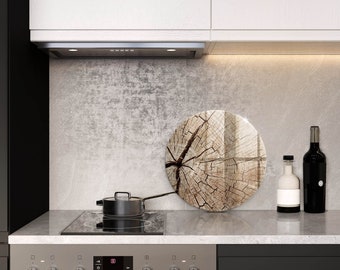 Tree Cutting Board, Tempered Glass Chopping Board, Brown Kitchen Decorations, Large Chopping Board, Round Cutting Board