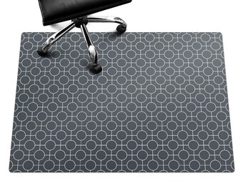 Tapete para silla con círculos geométricos, protector de suelo para silla de oficina azul marino, protector de suelo para silla, tapete estampado para silla de escritorio, tapete para silla de computadora