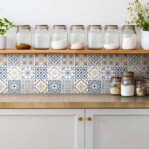 Autocollants décoratifs pour carreaux de mosaïque, carreaux autocollants, autocollants pour carreaux de mosaïque, décalcomanie décorative bleue, autocollants pour carrelage de salle de bain, lot de 9