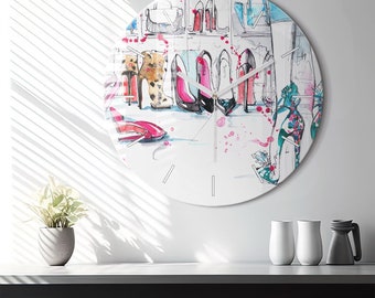 An element of femininity Glass Clock, White Wall Clock, Art Hanging Clock, Personalised Clock, Numbers or Lines Collection