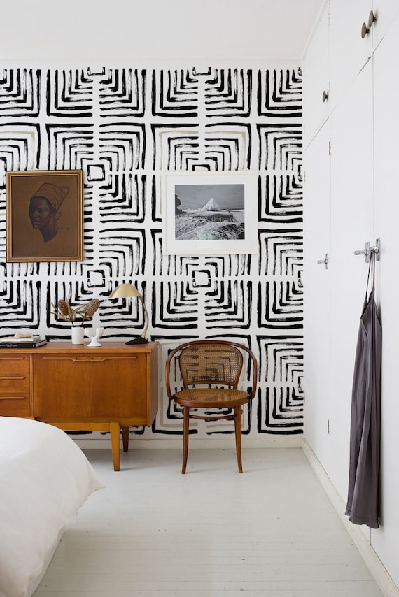Black and white peel on sale and stick wallpaper