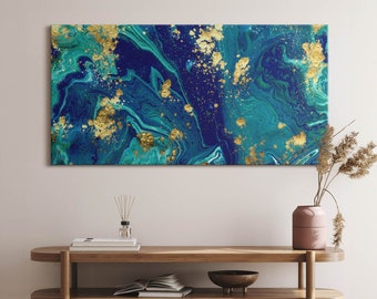 Modern art, abstraction Canvas, Wall Art Picture, Blue Wall Decoration, Abstraction Canvas Art