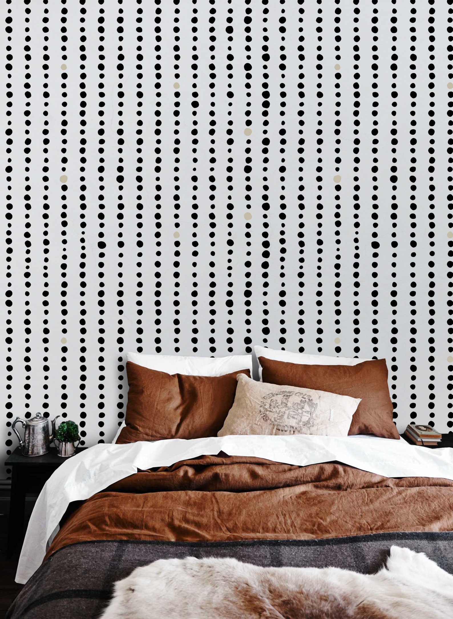 Dotted Patch Removable Wallpaper Black Dots White | Etsy