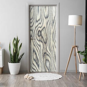 Wood Grain Door Sticker, Carving Door Mural, Texture Door Decals, Beige Door Mural, Bedroom Door Stickers
