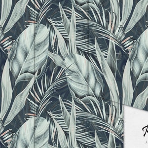 Exotic Leaves removable wallpaper, repositionable, nursery, jungle flora, bloosom, abstract, tree, monstera, botanics, details, dark 69 image 4