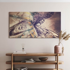 Abstract mechanism Canvas, Wall Art Picture, Beige Wall Decoration, Abstraction Canvas Art