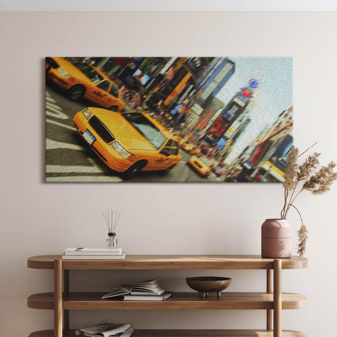 New York City Yellow Taxis Canvas, Wall Art Picture, Yellow Wall ...