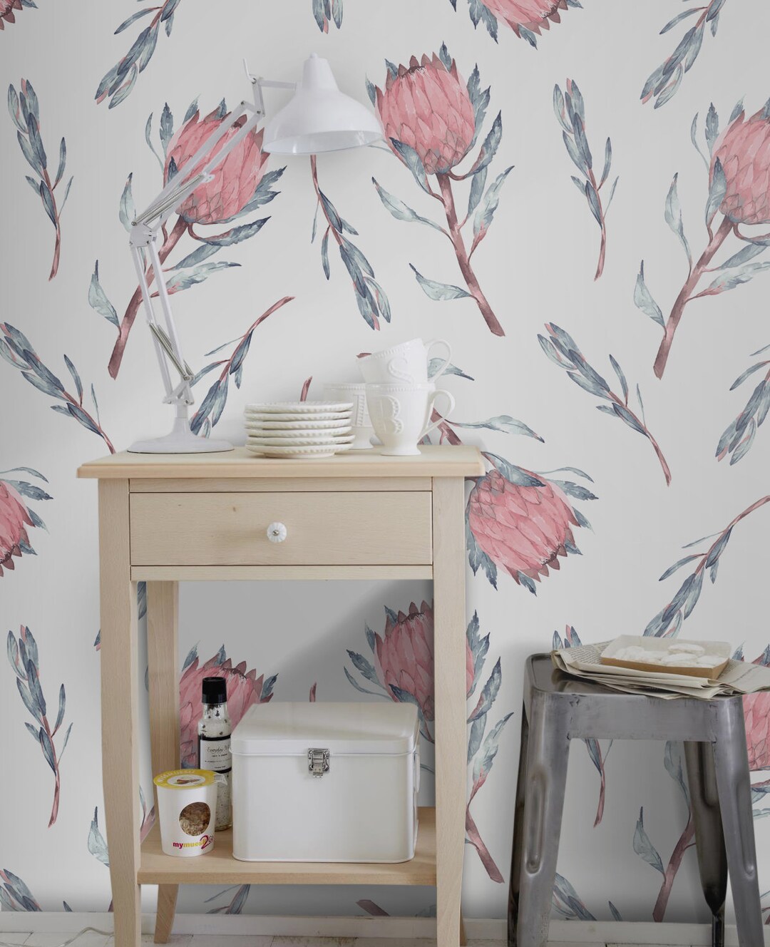 Charming Wallpaper, Protea Flower Wallpaper, Floral Wall Decoration