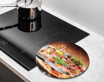 Italian Pizza Cutting Board, Tempered Glass Chopping Board, Brown Kitchen Decorations, Large Chopping Board, Round Cutting Board