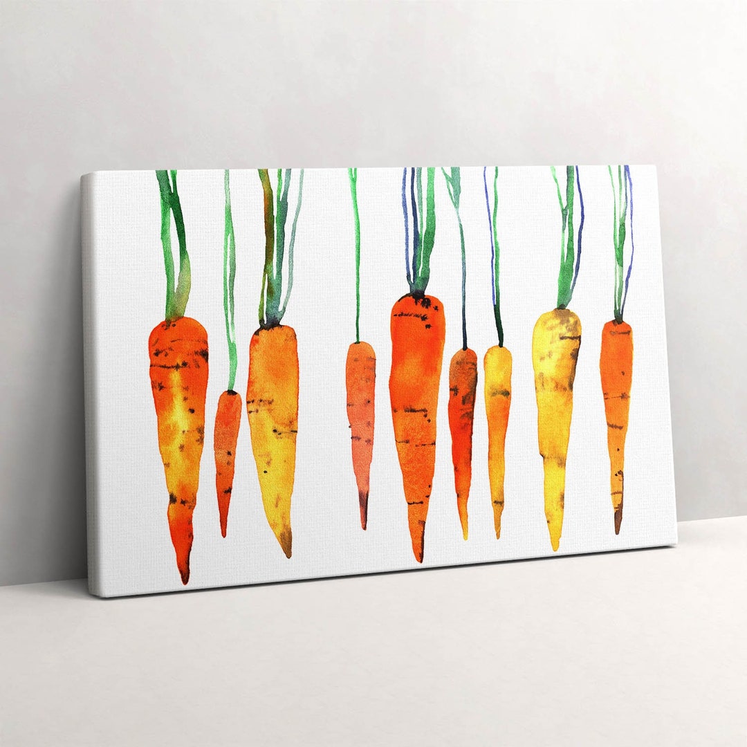 Watercolor Illustration of Carrots Canvas, Picture Wall Hanging, Orange ...