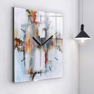 Abstraction Glass Clock, Beige Minimalistic Clock, People Wall Clock, Personalised Clock, Numbers or Lines