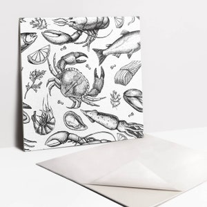 Sea Fruit Tile Stickers, Removable Tiles, Food Tile Stickers, Black and white Decal Decoration, Kitchen Tile Stickers, Pack of 9