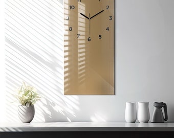 Dark beige color Wall Clock, Beige Glass Clock, Solid color Hanging Clock, Custom Wall Clock, Numbers or Lines