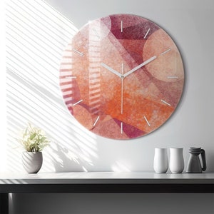 Geometric abstraction Glass Clock, Multicolour Modern Wall Clock, Abstract Minimalistic Clock, Custom Wall Clock, Numbers or Lines