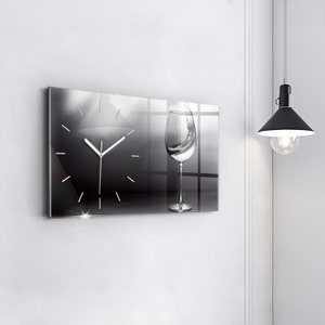 Glass of wine Hanging Clock, White Glass Clock, Food Hanging Clock, Personalised Clock, Numbers or Lines