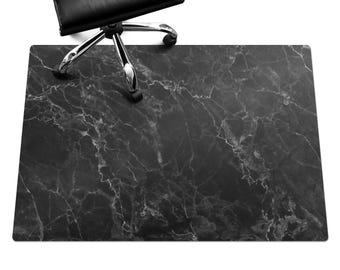 Marble Veins Chair Floor Protector, Black Desk Chair Mat, Computer Chair Mat, Texture Office Chair Mat, Chair Mat
