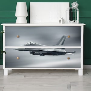 Fighter in flight Furniture Veneer, Texture Adhesive Foils, Teen Furniture Covering, Gray Furniture Decals, Waterproof Sticker