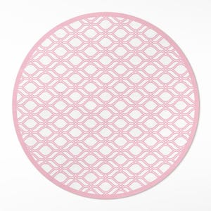 Treccia rosa cipria, tappeto rotondo per camera da letto con mosaico fine, tappeto in vinile con piastrelle finte, tappeto impermeabile rosa, tappeto in vinile, tappeto per animali domestici