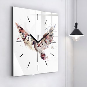 Abstract view Glass Clock, Brown Modern Wall Clock, Abstract Minimalistic Clock, Custom Wall Clock, Numbers or Lines
